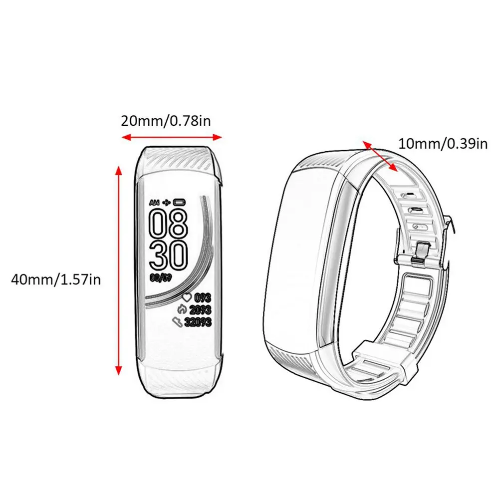 

C6T smart bracelet watch TPU Information push Sleep monitoring Exercise pedometer Measuring body temperature