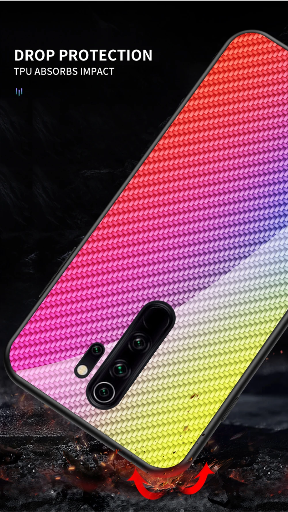 Для Xiaomi Redmi Note 8 Pro Чехол из закаленного стекла с градиентом задняя крышка Мягкий силиконовый чехол для телефона для Redmi Note 8T 8 Pro
