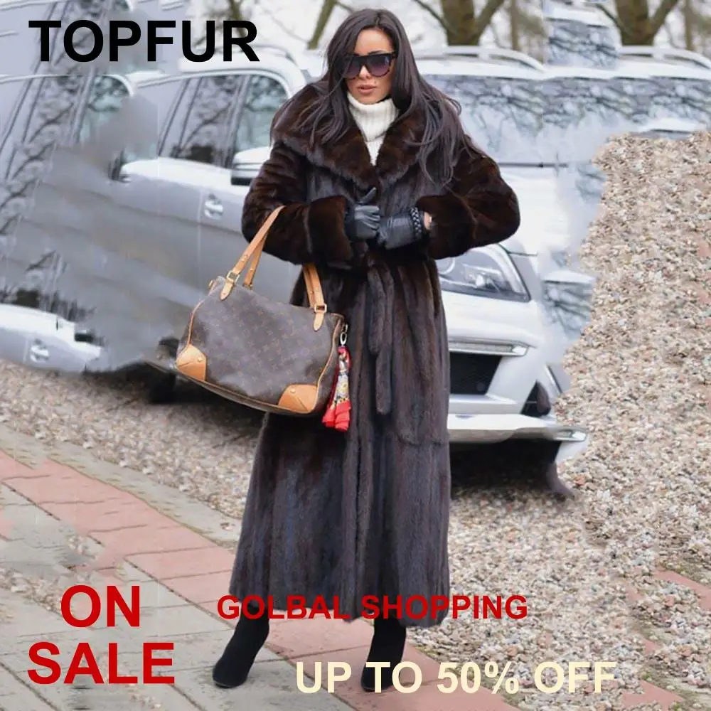 

TOPFUR 2021 New Arrival Real Fur Natural Mink Fur Elegant Female Coats Long Thick Warm Winter Coat Woman Top Fashion Street Wear