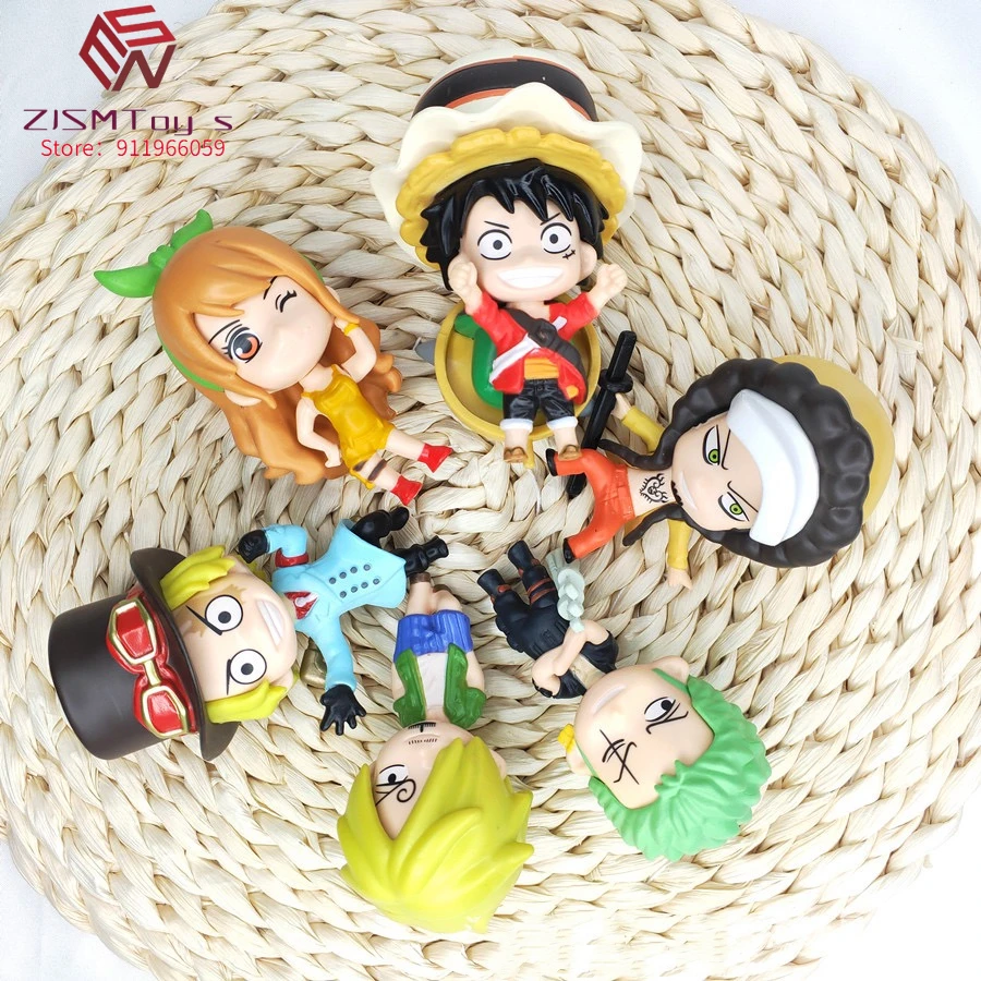 

6pcs/Set One Piece Antistress Fidget Toy Anime Q Version Luffy Roronoa Zoro Nami Sanji PVC Figures Toys Kawaii Dolls Kid Gift