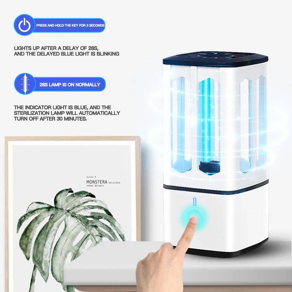 В наличии домашняя портативная ультрафиолетовая бактерицидная лампа 360 градусов