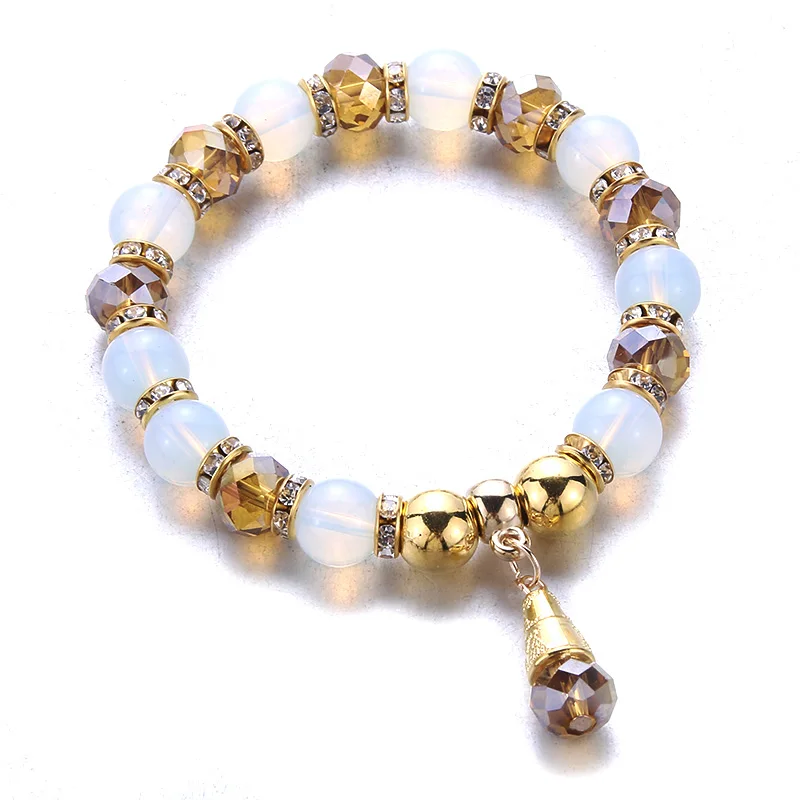 30 Стильный Эластичный браслет из бисера высокое качество золотые бусины