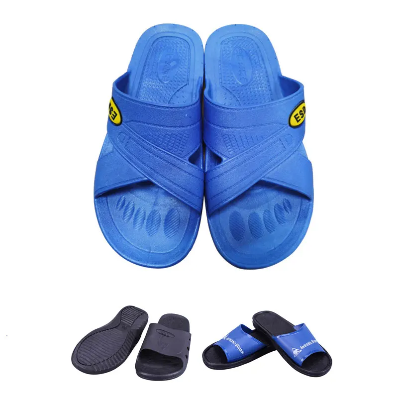 

ESD SPU Blue Soft Sole Comfortable Anti-skid Anti-static Slippers Clean Room Dust-free Summer Factory Workshop Slippers