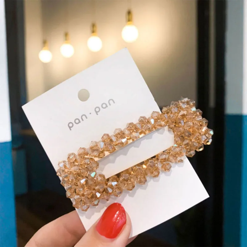 

Fashion Pearl Hair Clip Rectangle Snap Barrette Stick Crystal Hairpin Hair Styling Accessories For Women Girls
