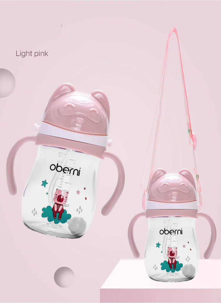 

270ml baby bottle Obernie tritan cup 0-6 children's baby learn to drink cup straw cup baby drinking cup bottle 0-6 years old