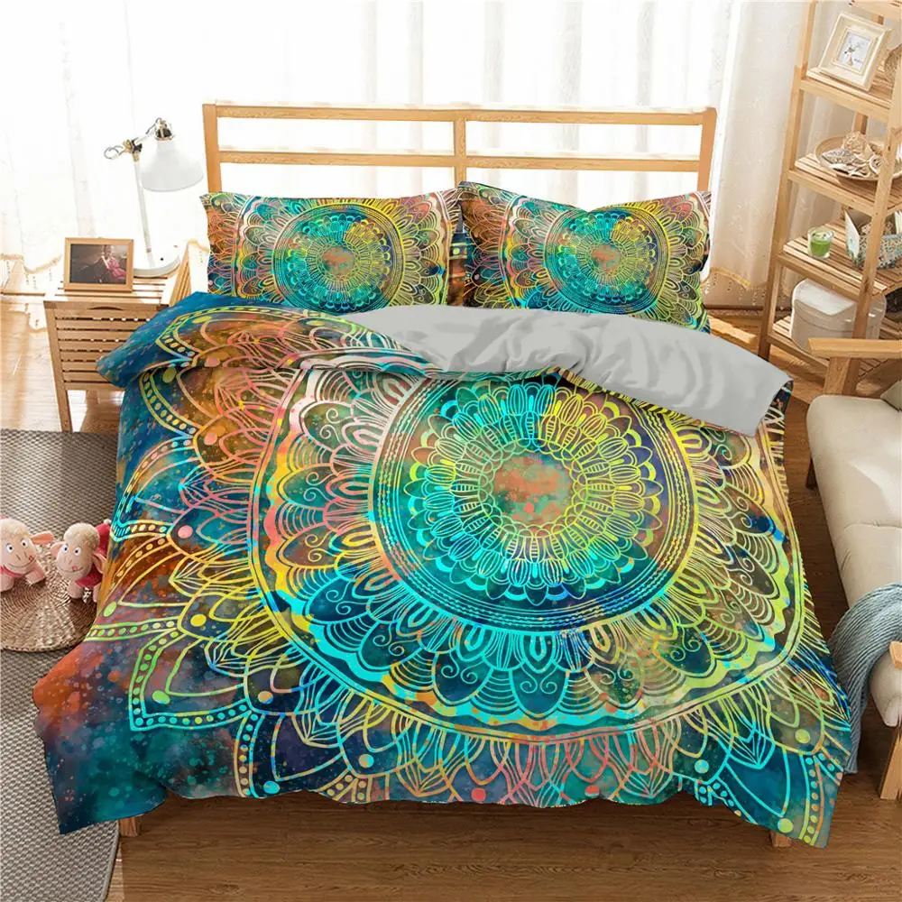 

New 3d Bohemian Bedding Sets Luxury Boho Mandala Duvet Cover with Pillowcase 2/3 pcs Comforter Bedclothes For Home-Textile