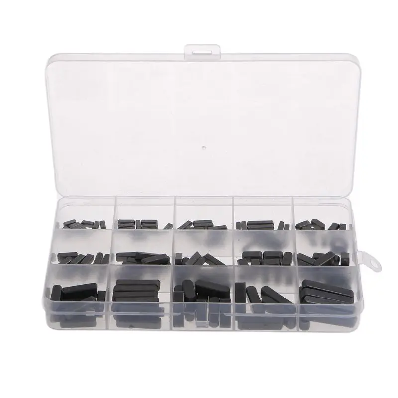 

P15D 140pcs Round Ended Feather Key Parallel Drive Shaft Keys Set 8mm 10mm 12mm 16mm 20mm 25mm 30mm Hardware with Box
