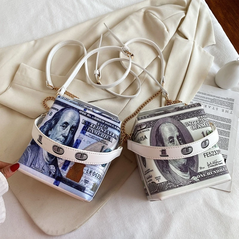 

Дамская сумочка на вынос с узором доллара, сумка через плечо для женщин, кошелек на цепочке, сумка-тоут из искусственной кожи