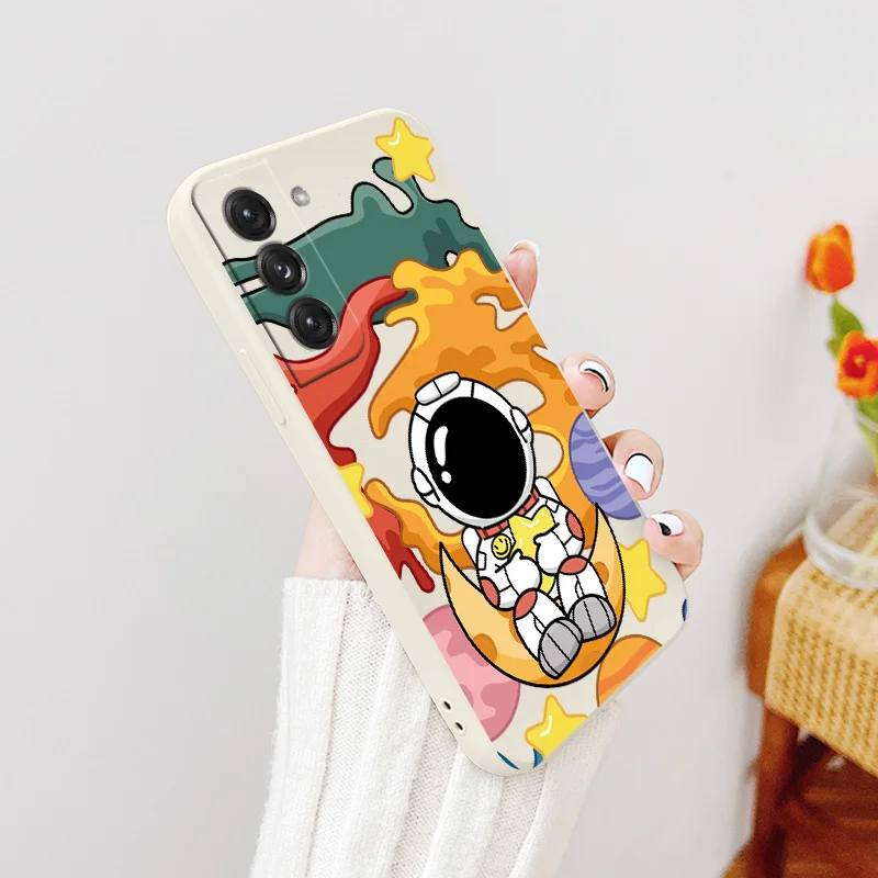 Oil Painting Astronaut Soft Case For Samsung Galaxy S21 S20 FE S10 S9 Ultra Plus S10e Note 20 ultra 10 9 Plus Liquid Phone Cover