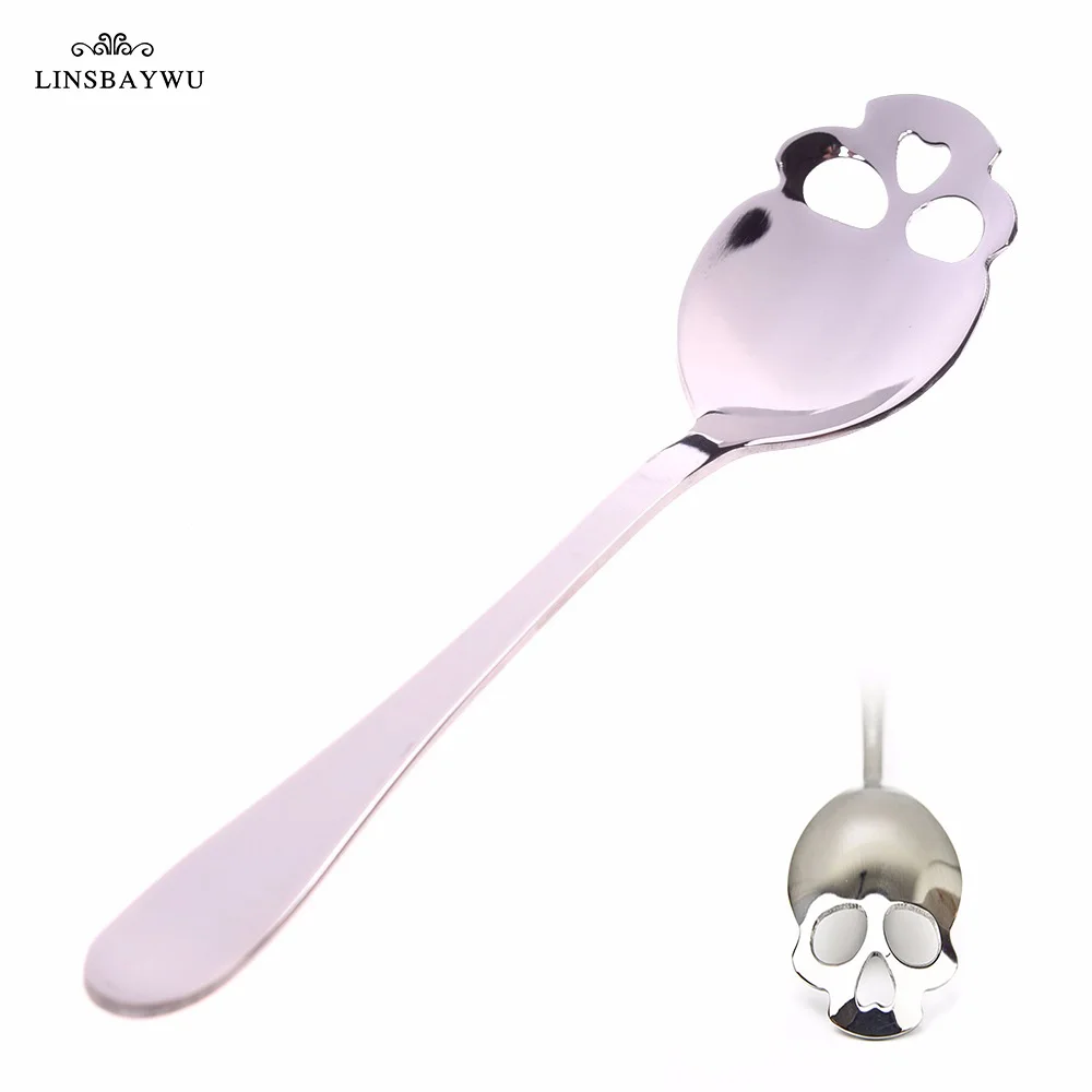 Новинка модная ложка из нержавеющей стали в форме черепа посуда для кофе и сахара