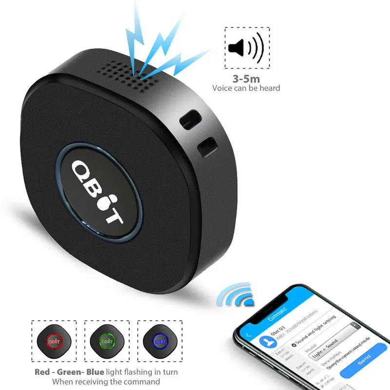 Портативный мини-GPS-трекер Qbit с защитой от кражи GPS-трекером и SMS-локатором для
