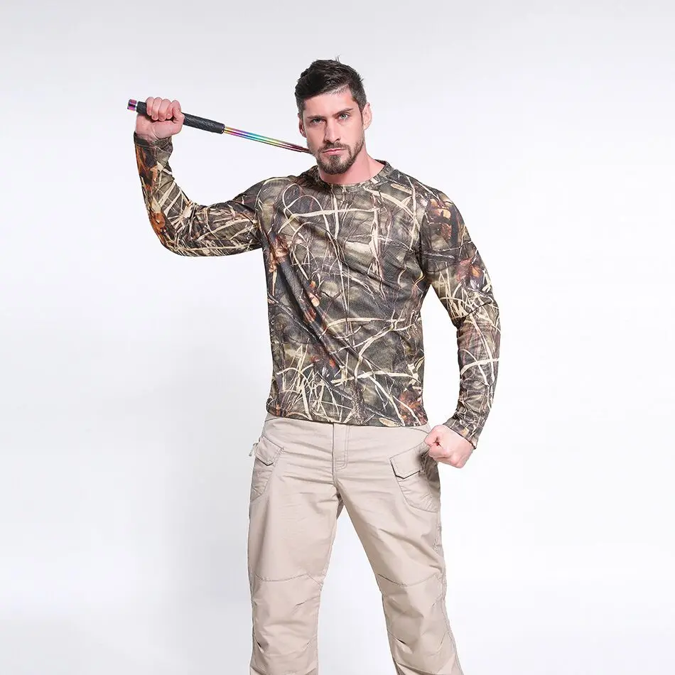 Бесплатная доставка мужские камуфляжные футболки с рисунком реального дерева