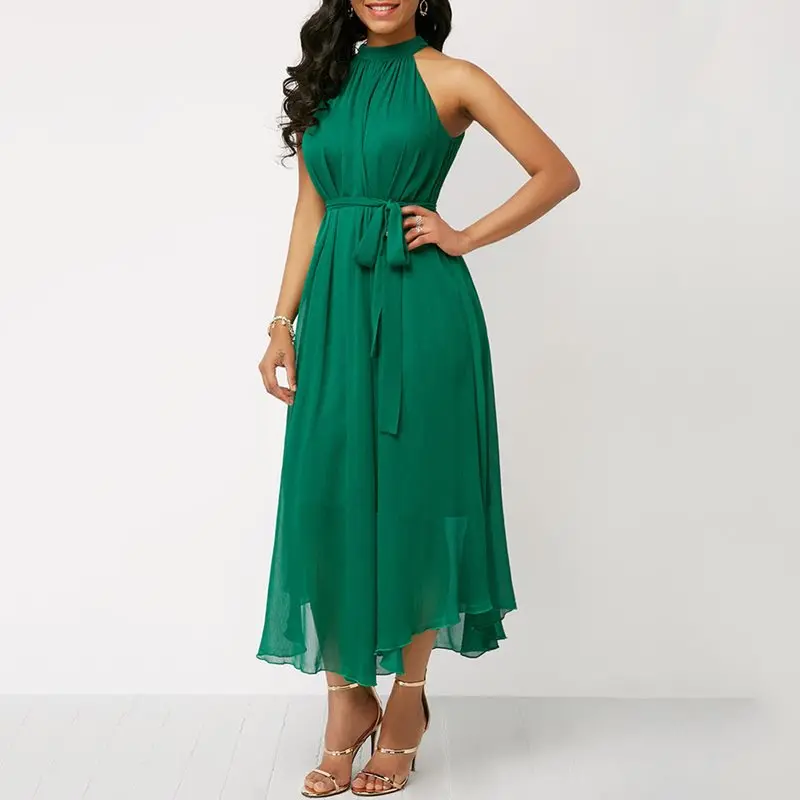 Женское шифоновое платье без рукавов ZOGAA большие размеры Сексуальные вечерние