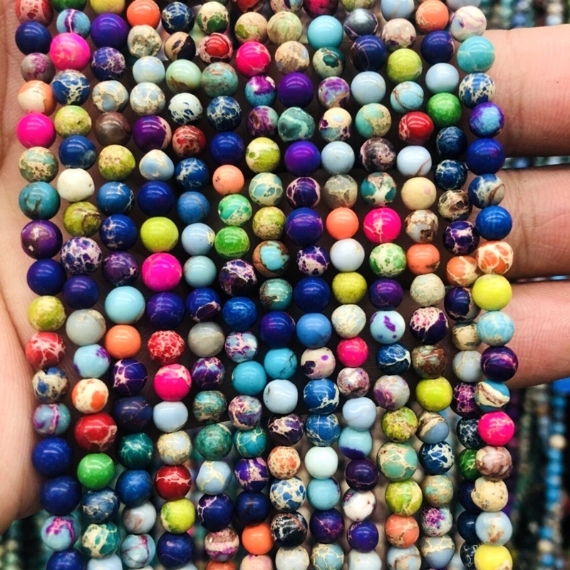 Оптовая продажа 1 шнур натуральная разноцветная искусственная яшма для осадка 4