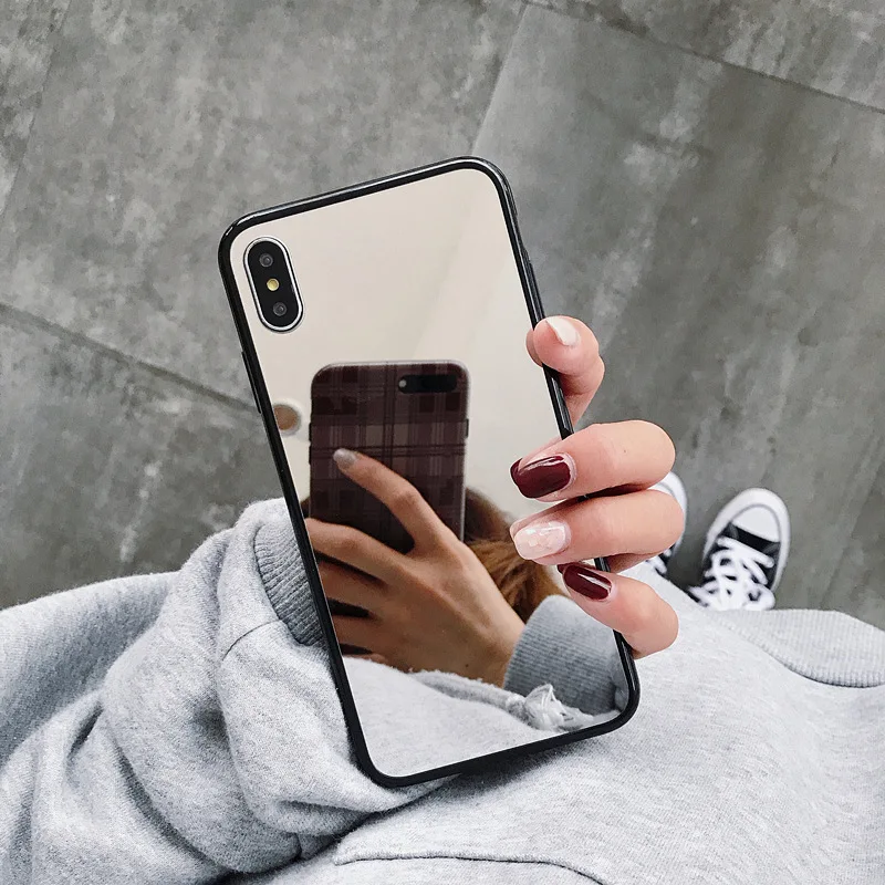 Зеркальный чехол для макияжа iphone XR 7 8 XS MAX max X 10 6 6S Plus 7Plus 8Plus акриловый