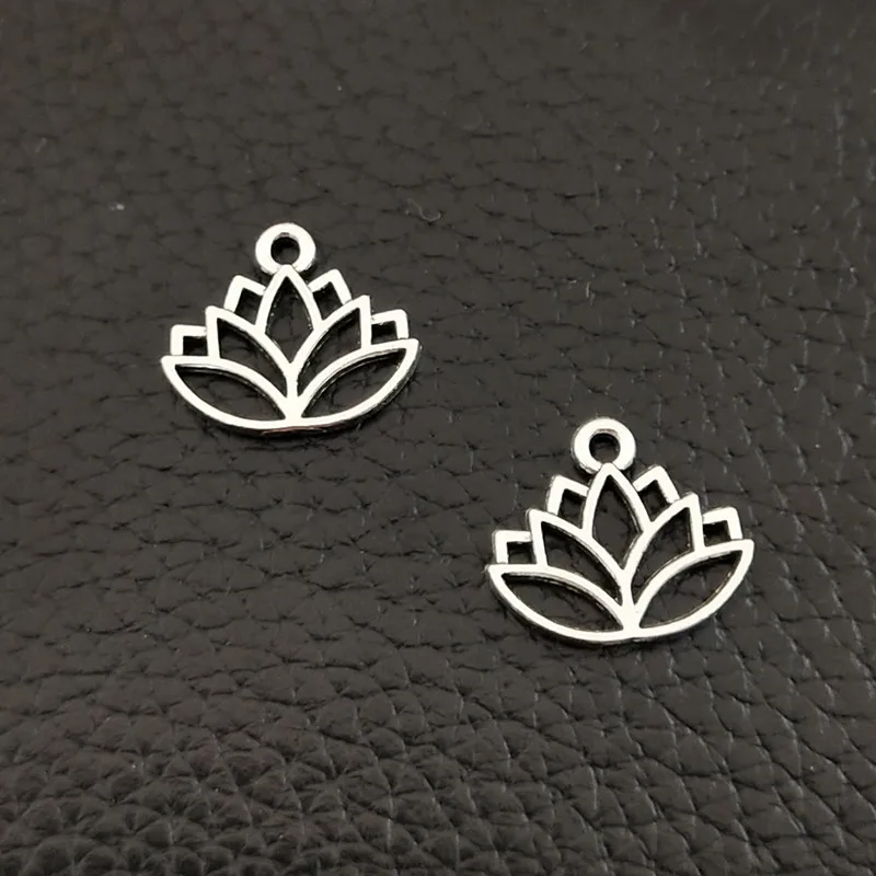 Подвеска в виде лотоса 14*16 мм тибетские посеребренные Подвески античные