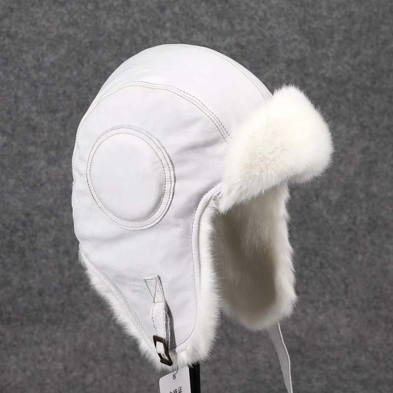 Распродажа белая охотничья Лыжная шапка унисекс из овечьей кожи зимняя Русская