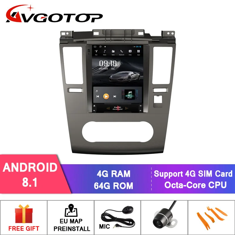 AVGOTOP Android 8 1 Tesla вертикальный сенсорный экран авто радио GPS 2din для 2008-2011 Nissan TIIDA4 + 64