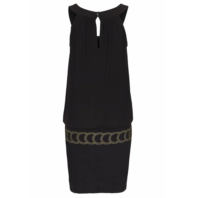 

Summer 2021 Casual Women Dress Sleeveless O-Neck Solid Off Shoulder Dress Fashion Loose Black Hollow Female Dresses Vestidos