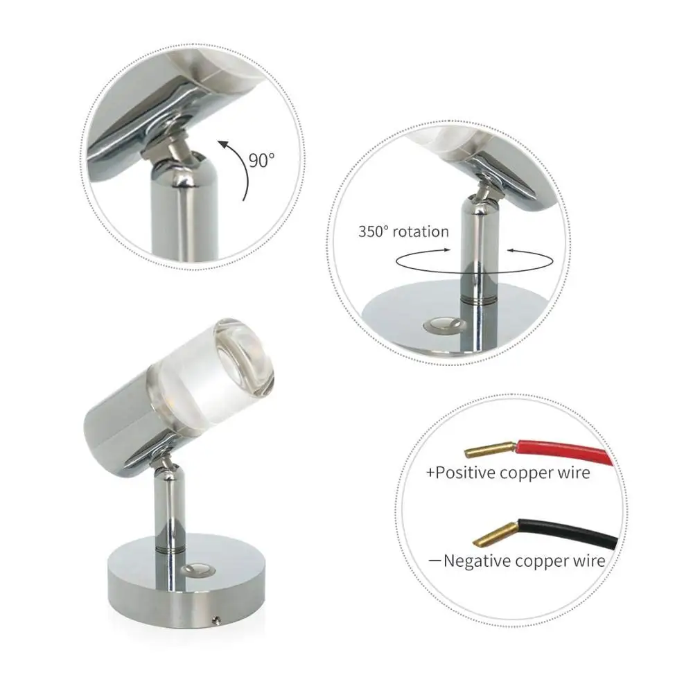 Регулируемый Светодиодный точечный светильник для чтения с питанием 12/24 в