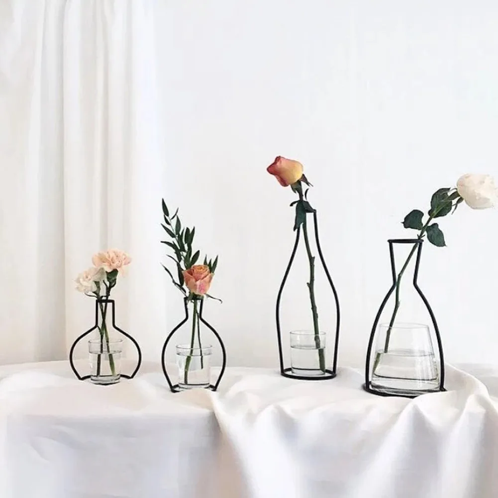 

Hot！Retro Iron Line Table Flower Vases Nordic Decoration Metal Plant Holder Home Garden DIY Decor Vase Home Decor Wholesale