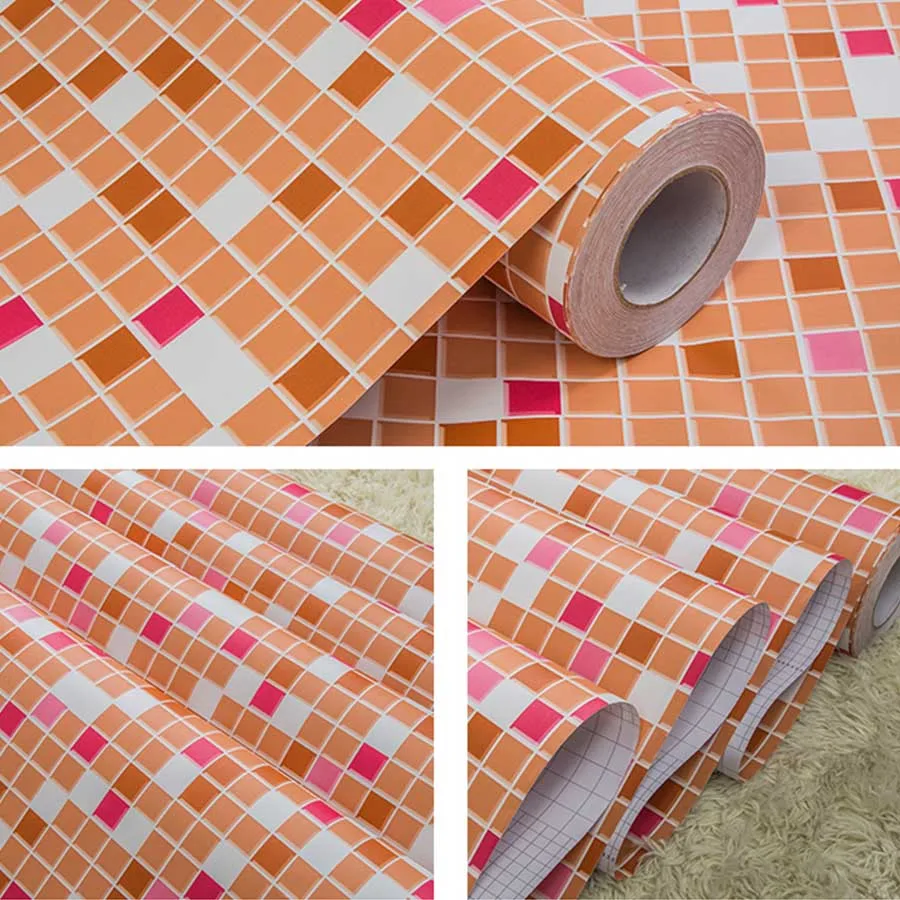 Yunpoint Kitchen Oil-Proof Diy Decorative Film Waterproof Self-Adhesive Wallpaper Bathroom Toilet Thick Mosaic Tile Wall Sticker |
