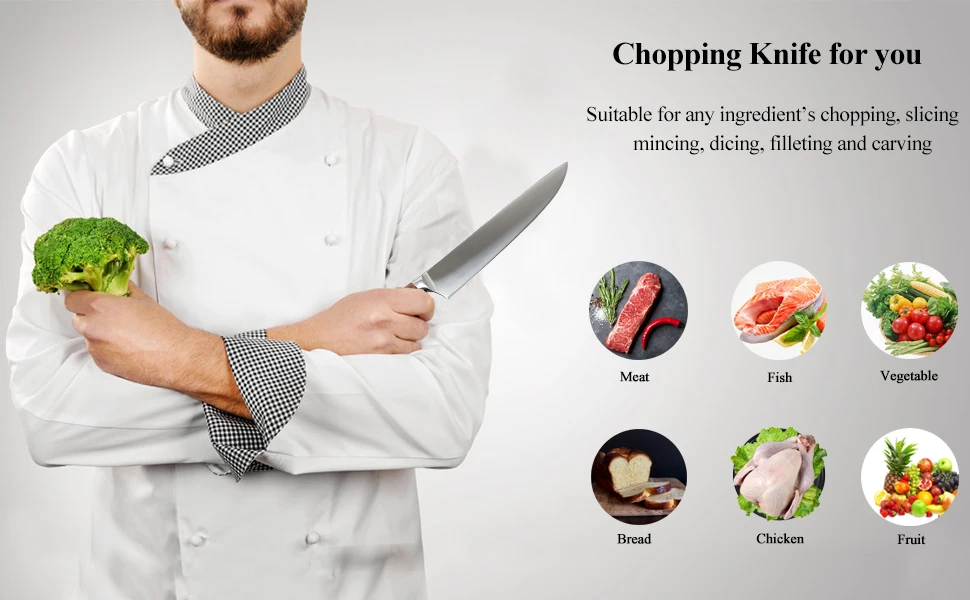 Gyuto, нож шеф-повара, кухонный, для приготовления пищи, из немецкой нержавеющей стали, с деревянной ручкой, для нарезки мяса, филе, Кливер, мясник, разделочный нож, 27.2.3