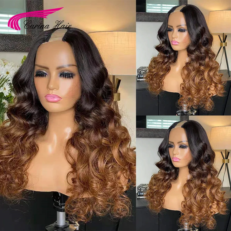 Парик плотности 180 парик с U-образной частью блонд бразильский Омбре машинной