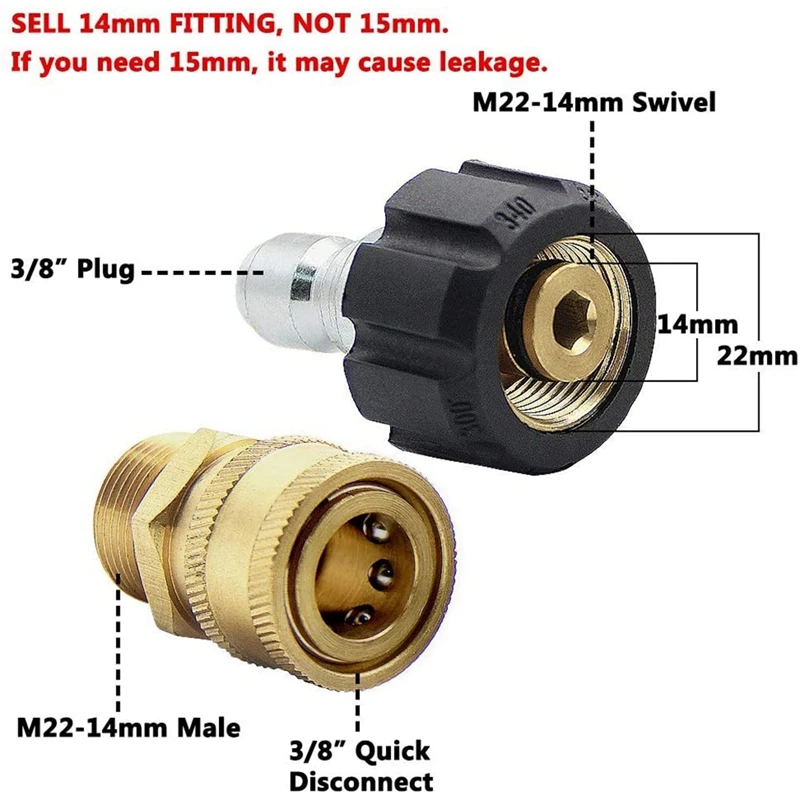 

Pressure Washer Adapter Set, Quick Disconnect Kit 3/4Inch to Quick Release,Pressure Washer Nozzle Tips Multiple Degrees