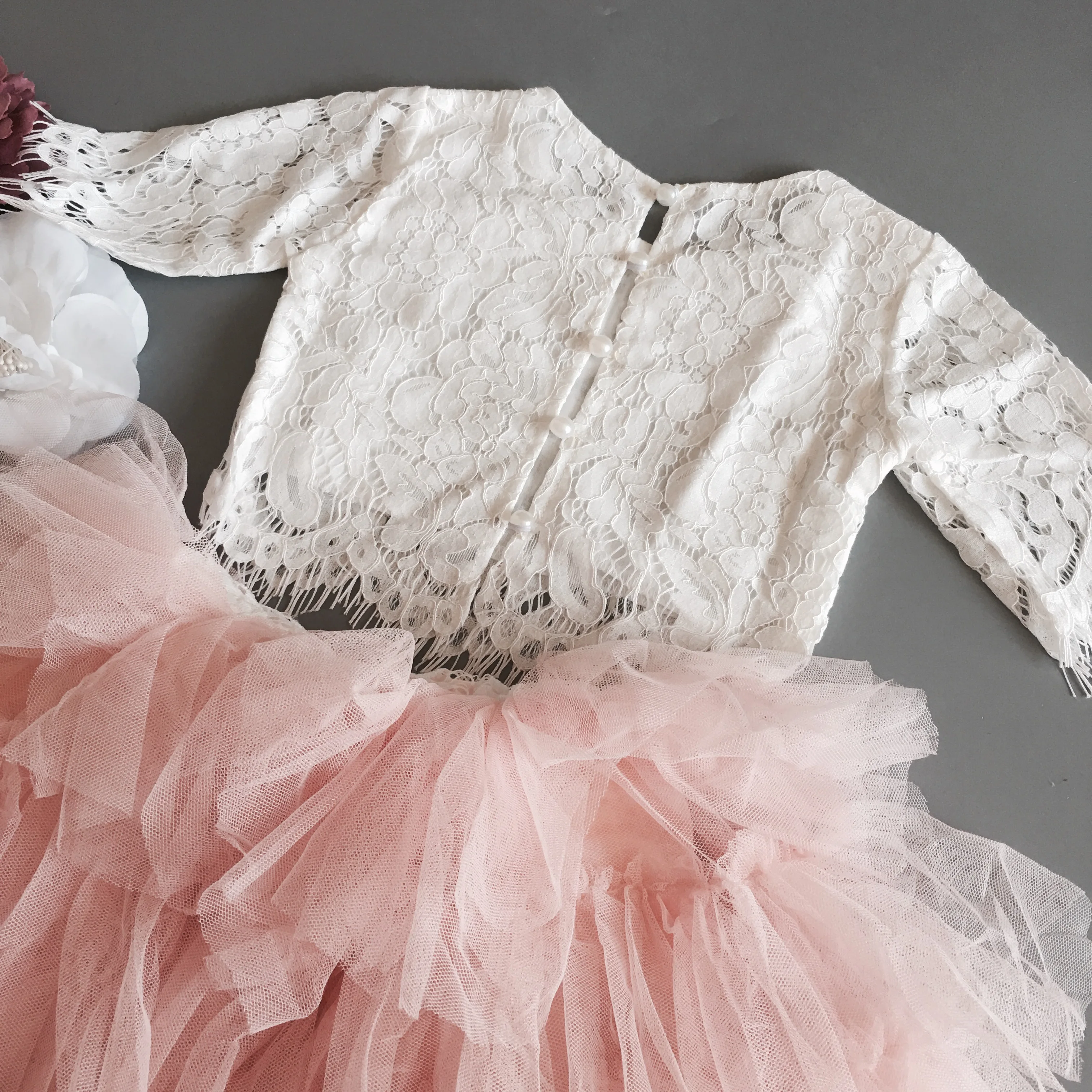 Новый комплект кружевной одежды для маленьких девочек на Рождество детская юбка