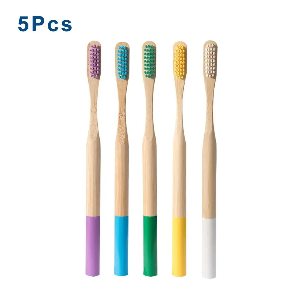 Portable Bamboo Toothbrush Rainbow ToothBrush Soft Hair Tooth Brush Eco Friendly Brushes Oral Cleaning Care Tools | Красота и