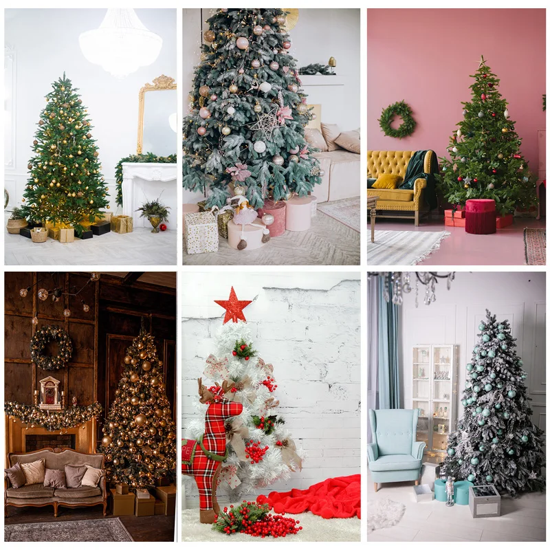 

SHUOZHIKE Christmas Indoor Theme Photography Background Christmas tree Backdrops For Photo Studio Props 21520 YDH-01