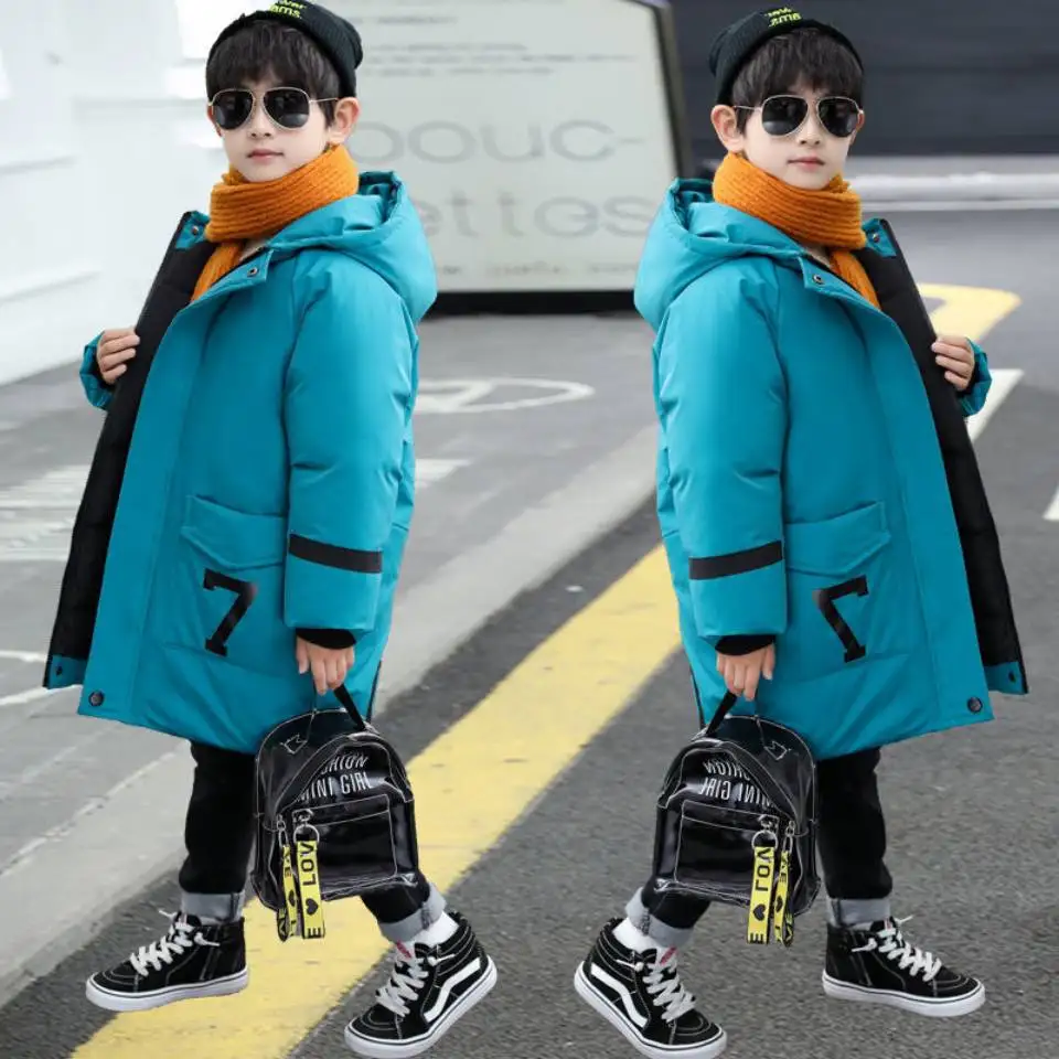 

Baby Boys Trench Coats Tops 2020 Autumn Winter Teens Outerwear 2 Colors Hooded Boys Down Cotton Parkas Kids Windproof Outwear