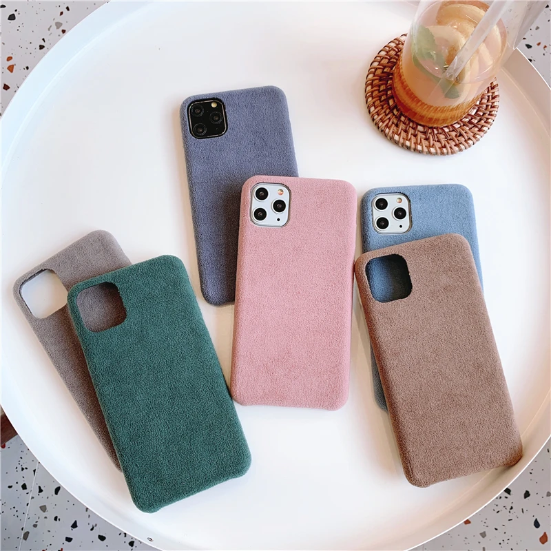 Мягкий бархатный простой однотонный чехол для iPhone 11 Pro X XS Max XR 8 7 Plus модный