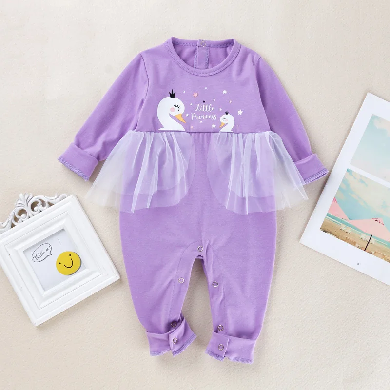 

Spring and Autumn Children's Clothing New Infant One-piece Purple Long-sleeve Kids Bodysuits Baby Clothes Newborn Girl Outfit
