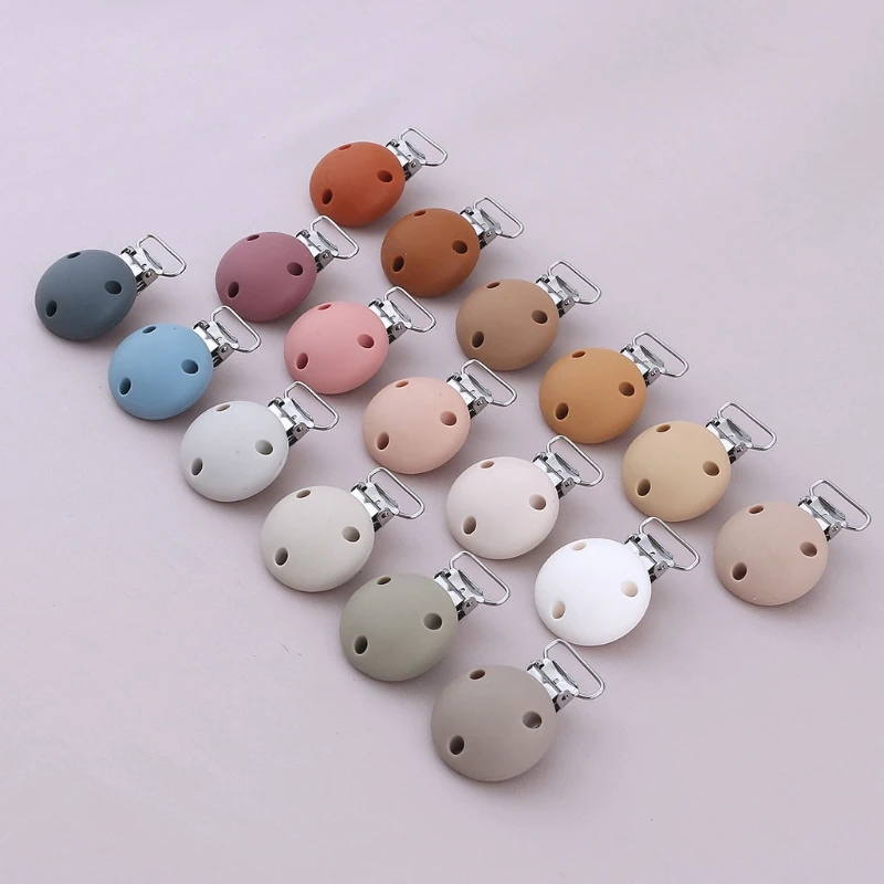De silicona DIY ronda beb&eacute; chupete Dummy mordedor Clips para chupete de enfermer&iacute;a juguete de la Ronda de Clips sostenedor libre de BPA chupete Clip-0