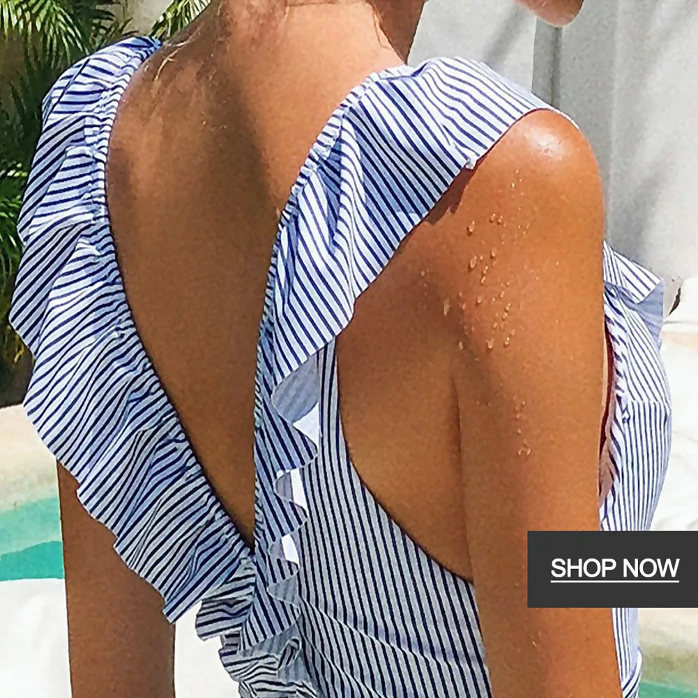 2020 Сексуальная Полосатый купальник для Для женщин пуш-ап Одна деталь Высокая