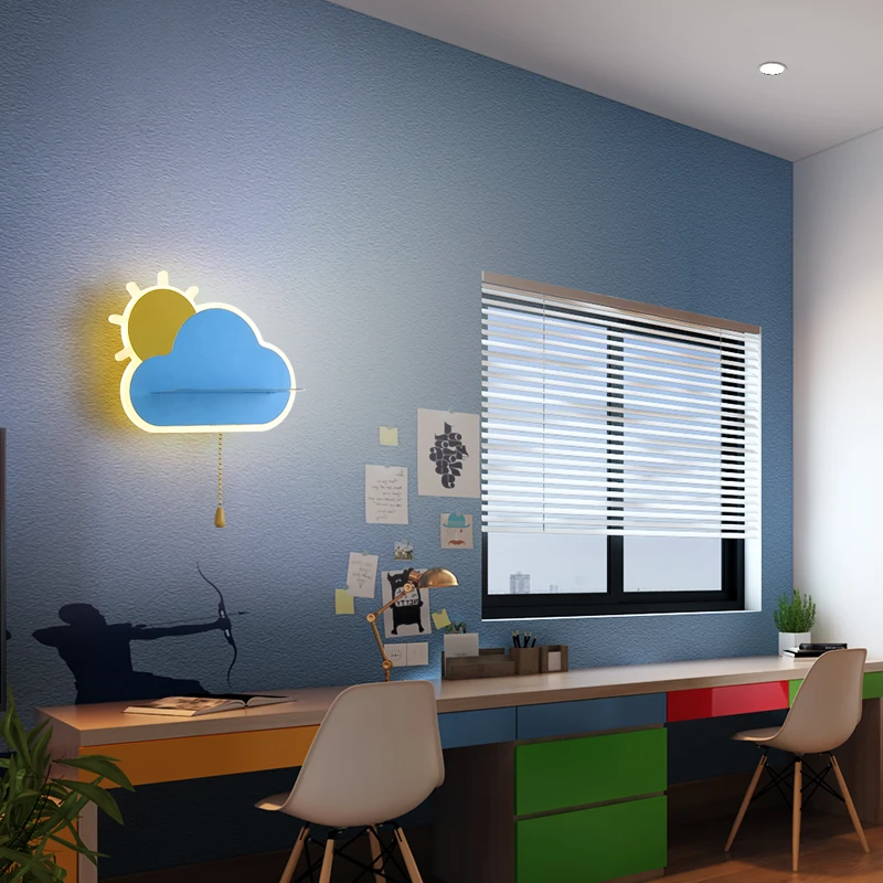 

Led children wall lamp cloud sunrise iron art bedroom aisle modern minimalist household personality cartoon bedside lamp LB80818