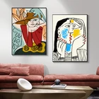 Абстрактная Мода винтажная девушка настенная Картина на холсте поцелуй скандинавские плакаты и принты настенные картины для гостиной домашний декор