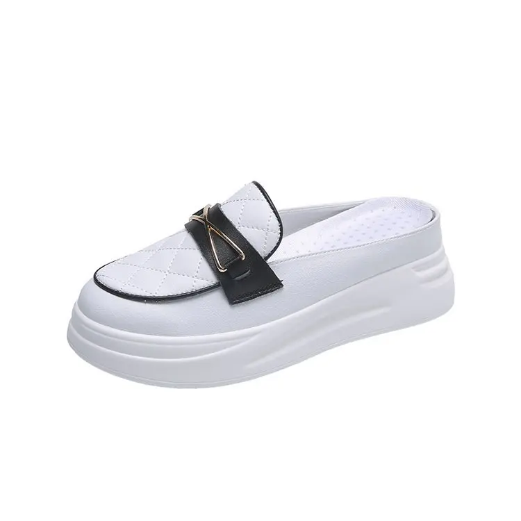 

Cover Toe Loafers Female Shoes Ladies' Slippers Platform Low Luxury Slides 2021 Summer Soft Designer Rubber Rome Casual Basic Fa
