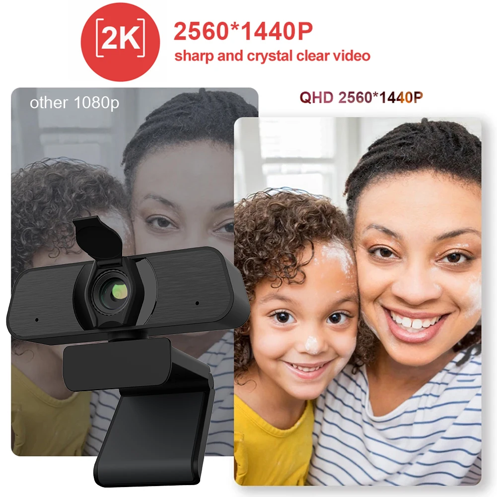 

C90 2K Webcam with Microphone USB Driver Free Smart TV Computer Web Camera for Video Conference Live Streaming