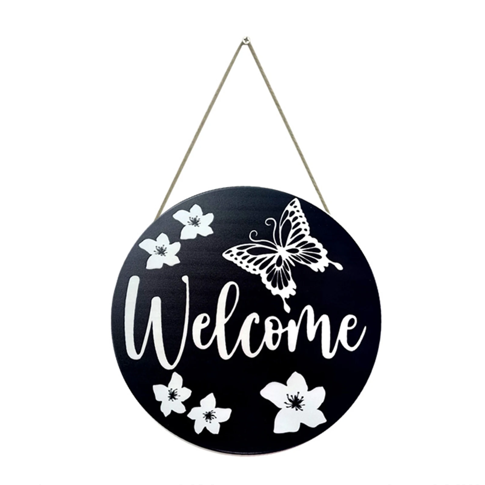 

Wall Decor Metal Hanging Round Disc Decorative Modern Art Ornament with Butterfly and Flower Patterns for Home CANQ889