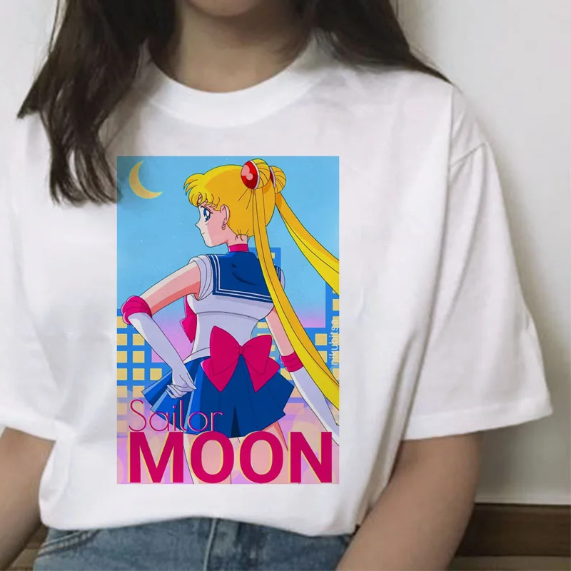 Сейлор Мун кавайная футболка кошка harajuku Женская ulzzang футболка корейский Графический Топ мультяшная Футболка короткий рукав женская забавная