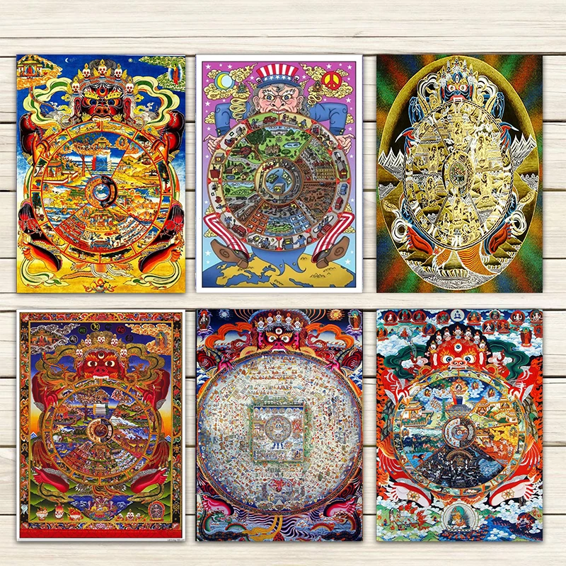 Современная Будда религия колесо для нанесения краски жизни классические