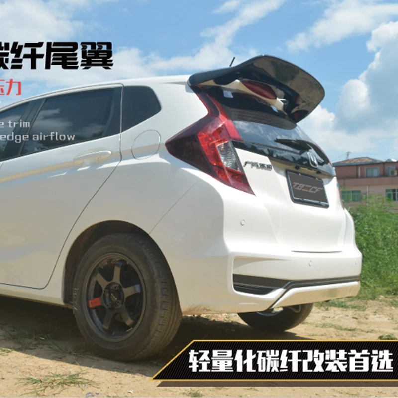 

Автомобильные аксессуары для Honda Jazz Fit GK5 14-17 углеродное волокно JDM СТИЛЬ Задний спойлер глянцевый Багажник крыло гоночный кузов комплект отделки