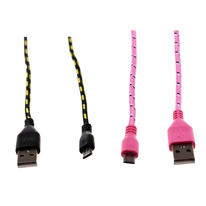 2 х 3 м Плетеный тканевый мини USB кабель для передачи данных и синхронизации