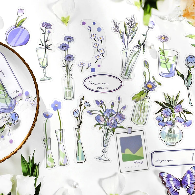40 шт PET водонепроницаемый прочный пастельный цвет цветок Декоративные наклейки