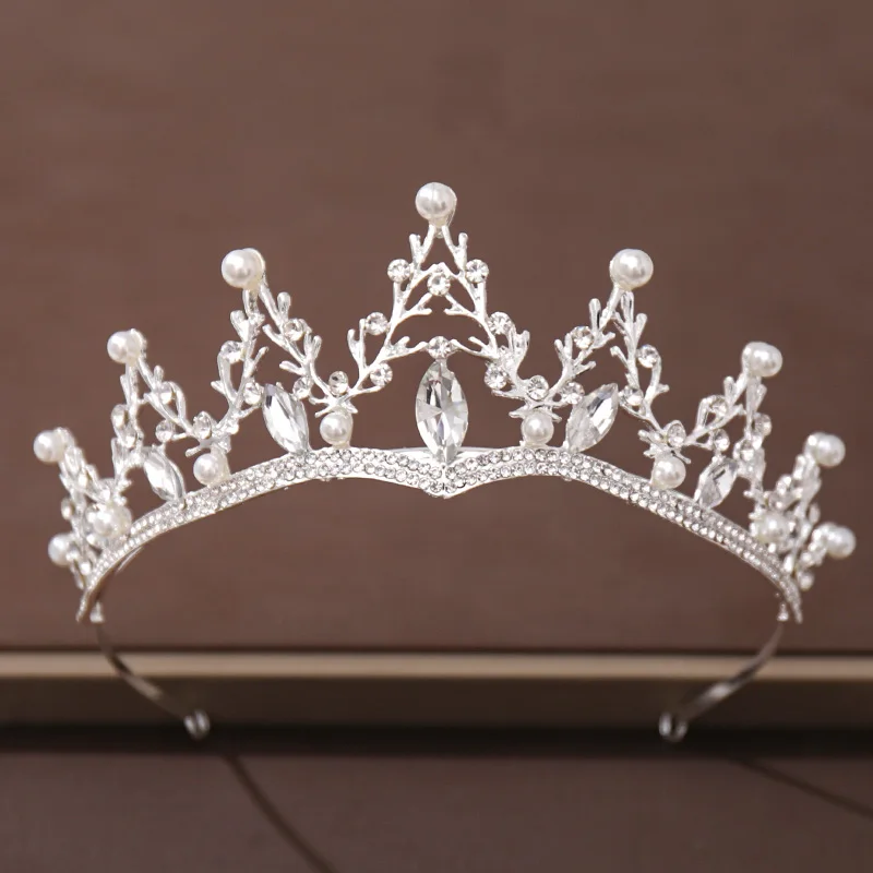 Свадебный головной убор Серебряная искусственная Стразы жемчужная форма