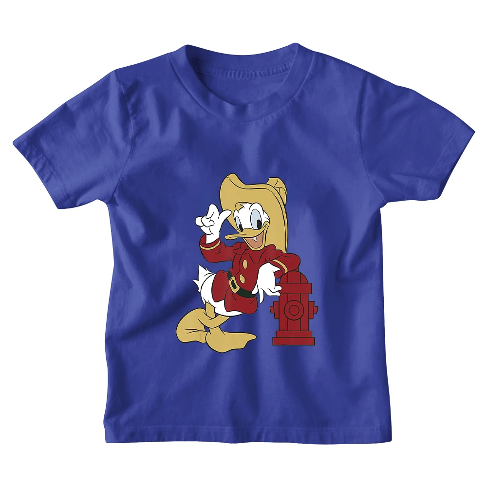 Camisetas con estampado de pato Donald para ni&ntilde;os, ropa de manga corta con cuello redondo para exteriores, Unisex, c&oacute;moda, novedad de verano-2