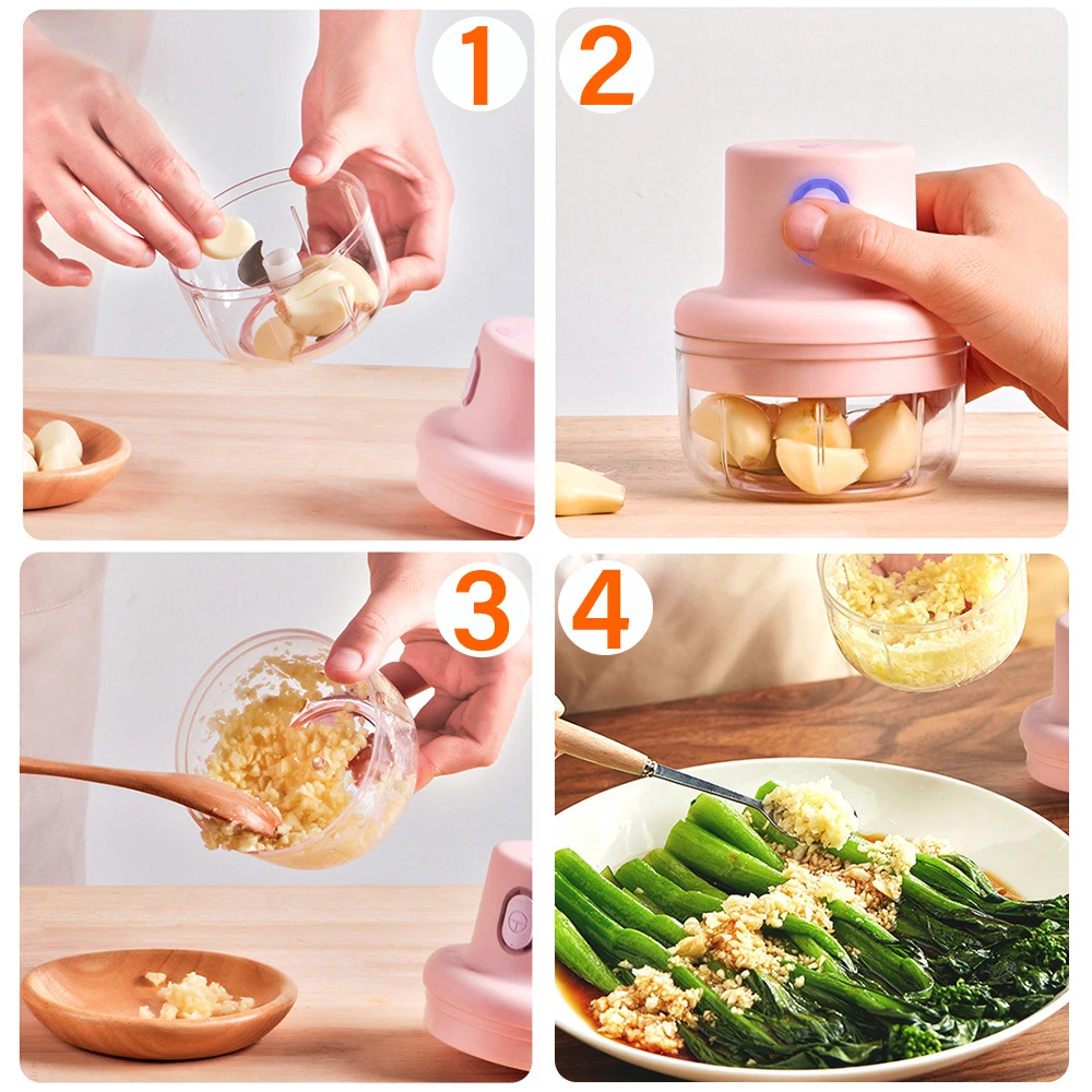 

Rechargeable Electric Vegetable Masher Garlic Grinder Kitchen Gadgets Food Chopper Meat Grinder Fresh Chili Crush Shredder Tools